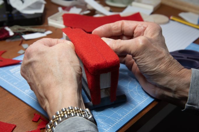 Engine area covered in grey felt